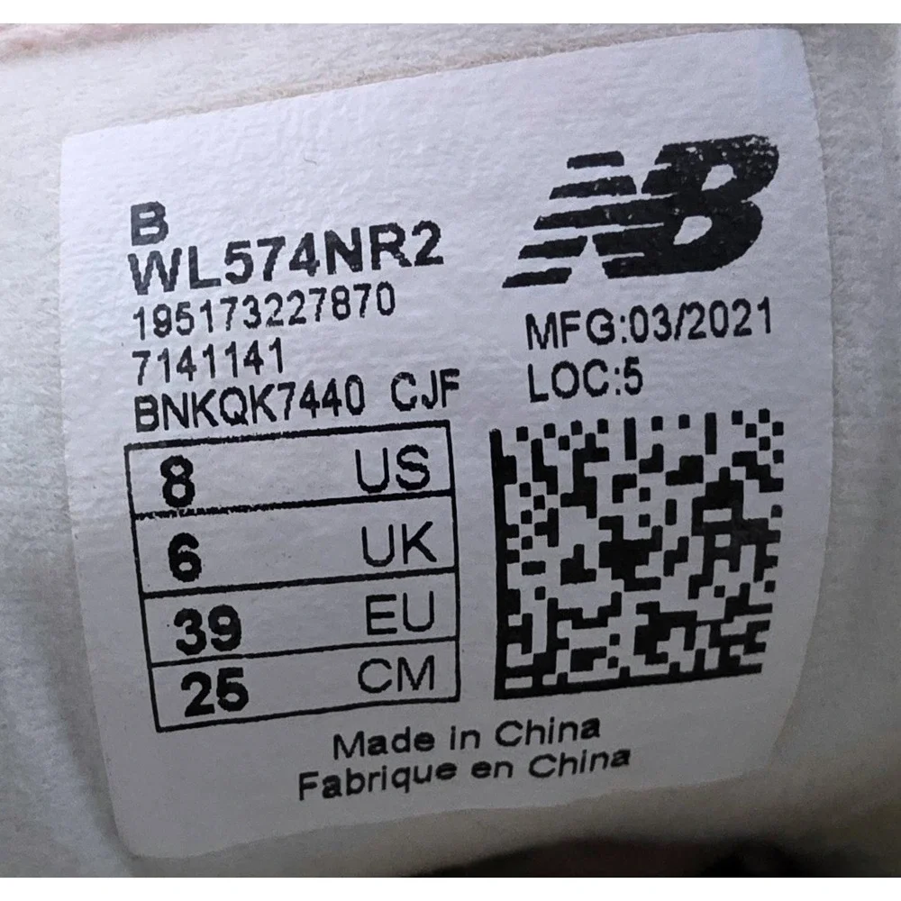 New Balance 574 Tan Cream Pink Suede Mesh Sneakers SZ 8 Mild Discolor on Suede